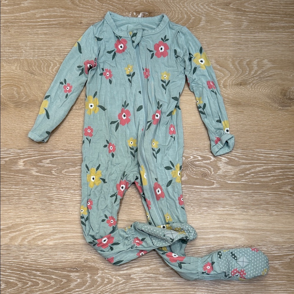Kyte BABY Mint Floral Footed One-Piece